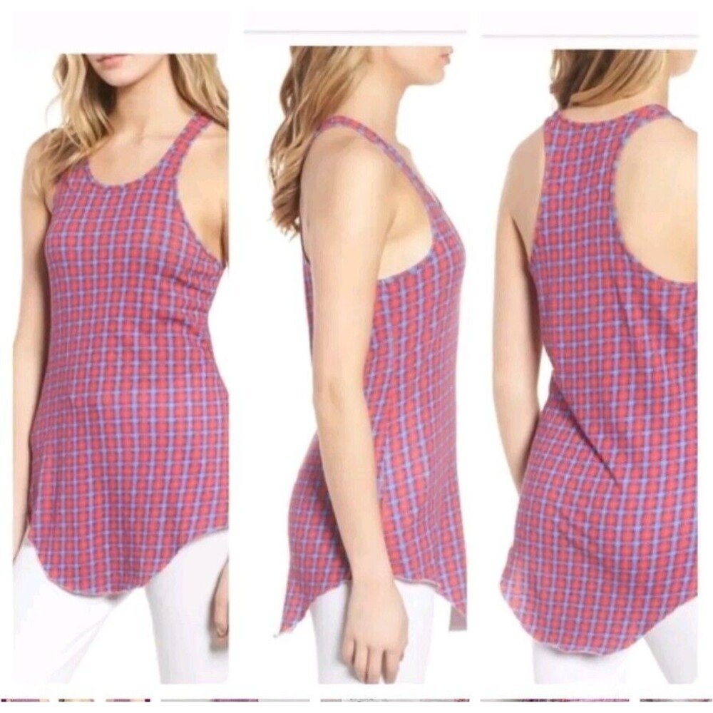 Frank & Eileen Tee Lab Tank Top Tunic Super Plaid 100% Cotton Size Small